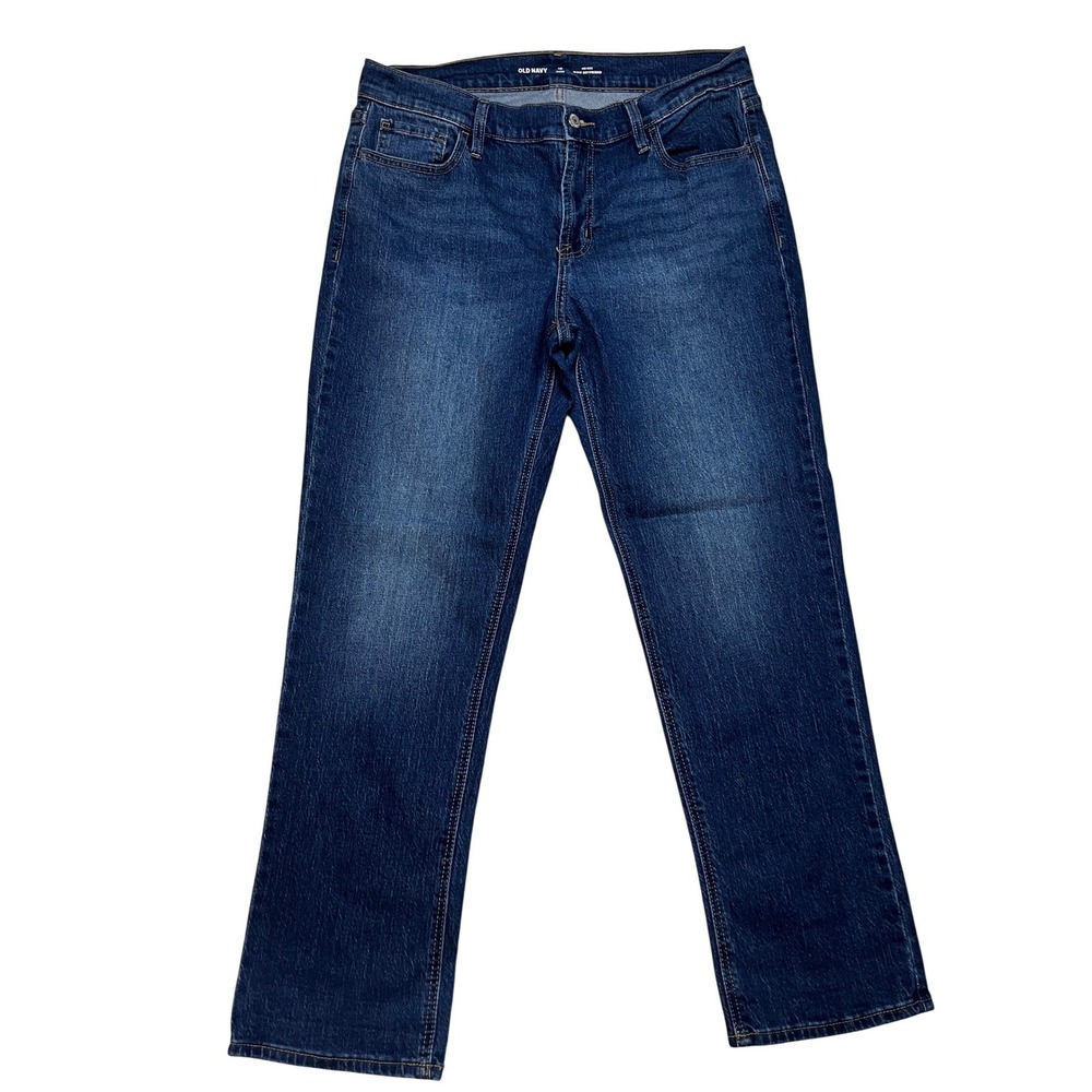 Old Navy Jeans Womens 10 Short Blue Wow Boyfriend Mid Rise Dark Wash Stretch